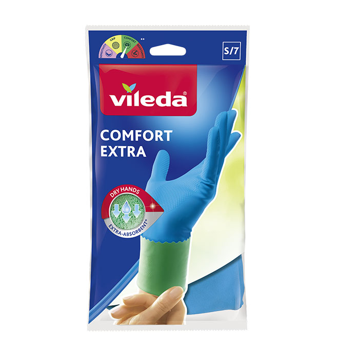 Vileda Robust Guanti per Lavori Pesanti, Rivestimento Interno Anti-Sudore,  Taglia Piccola